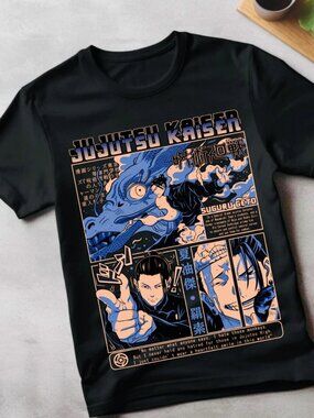 Jujutsu Kaisen Suguru Geto Graphic Tee Anime Black Unisex T-Shirt NWT
